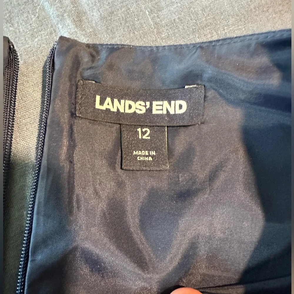 Lands' End silver and blue striped glitter holiday dress size‎ 12